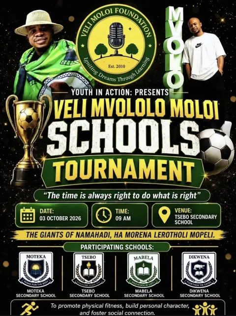 Poster for Veli Mvololo Moloi Schools Tournament 2026